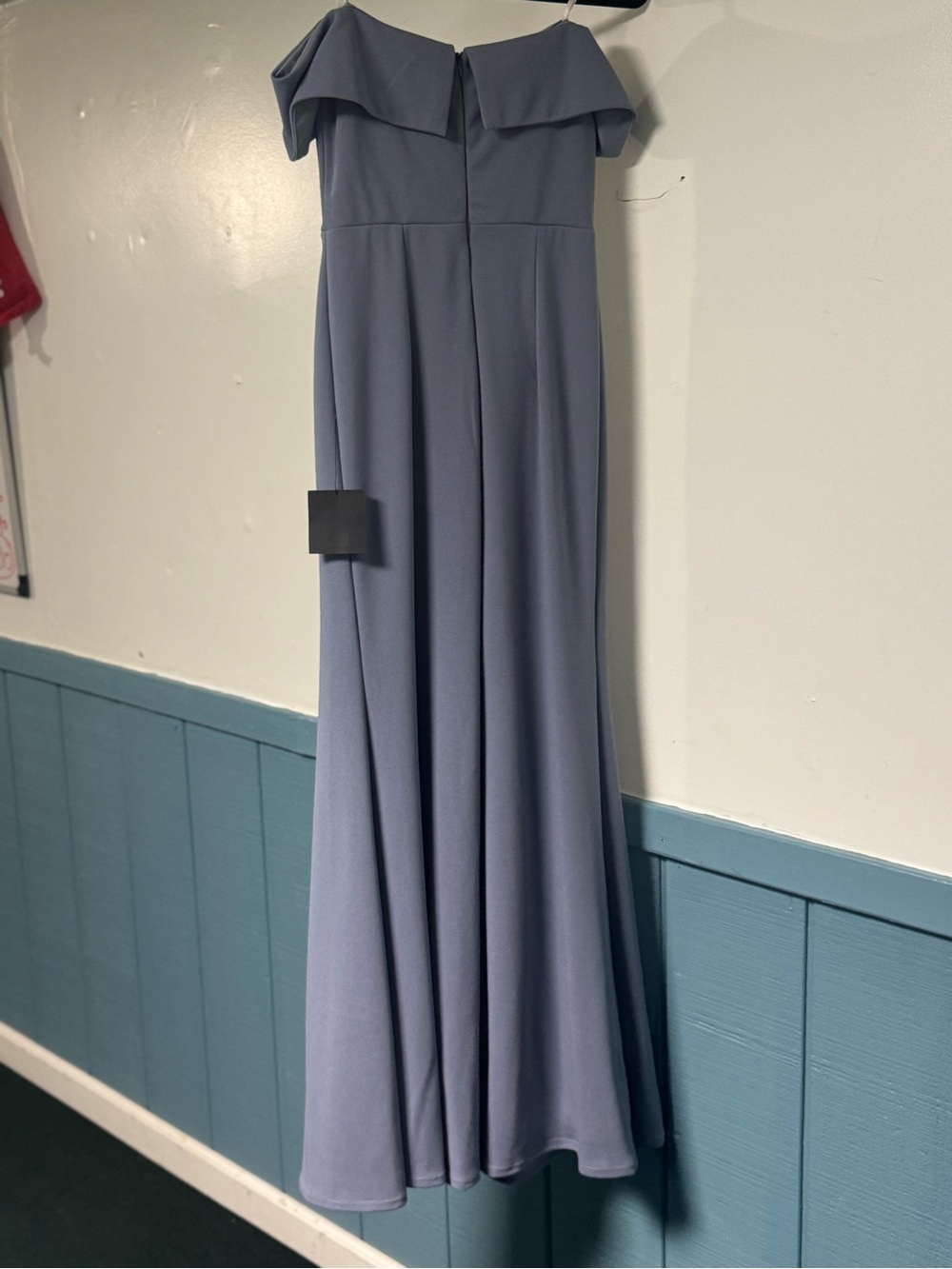 Lulu's Dusty Blue Strapless Ruffle Column Gown - Picture 2 of 2
